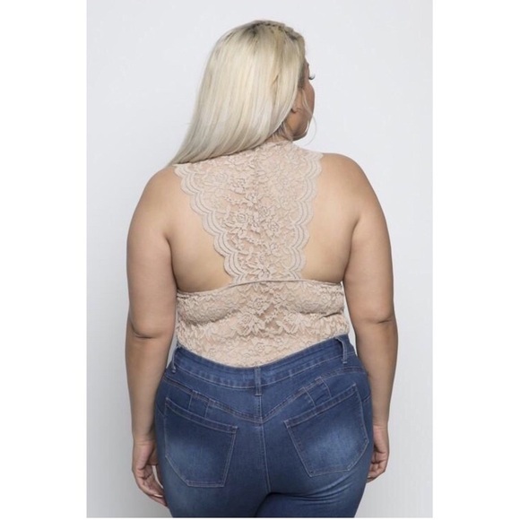 Taupe Lace Bodysuit - Picture 3 of 5